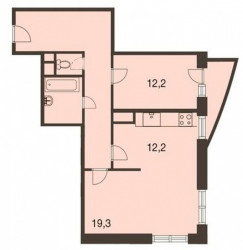 Двухкомнатная квартира 70.2 м²