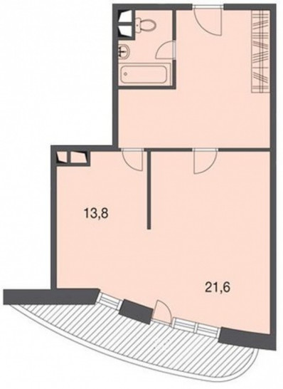 Однокомнатная квартира 65.4 м²