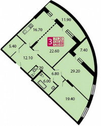 Трёхкомнатная квартира 120.4 м²